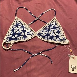 Blue and white billabong bikini top